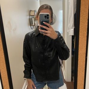 7 for all mankind leather shirt jacket